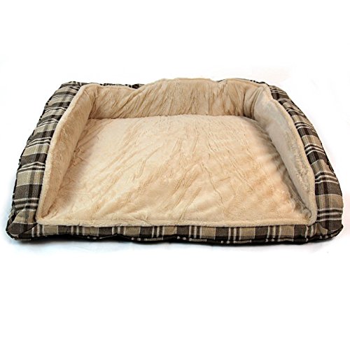 Easipet Deluxe Orthopaedic Soft Dog Sofa Bed in Tan Plaid 74001 - Image 3