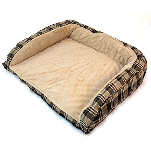 Easipet Deluxe Orthopaedic Soft Dog Sofa Bed in Tan Plaid 74001 - Image 4