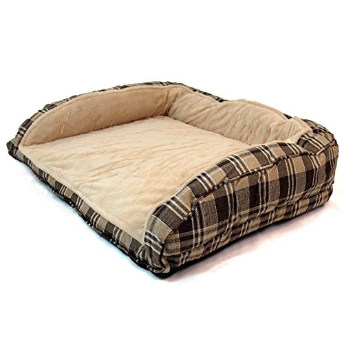 Easipet Deluxe Orthopaedic Soft Dog Sofa Bed in Tan Plaid 74001 - Image 5