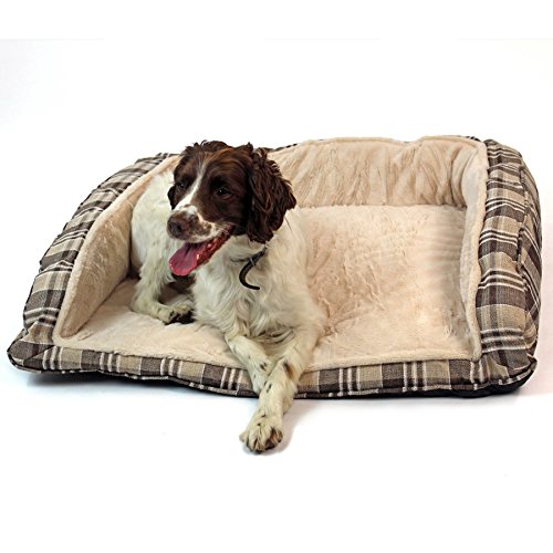 Easipet Deluxe Orthopaedic Soft Dog Sofa Bed in Tan Plaid 74001 - Image 8