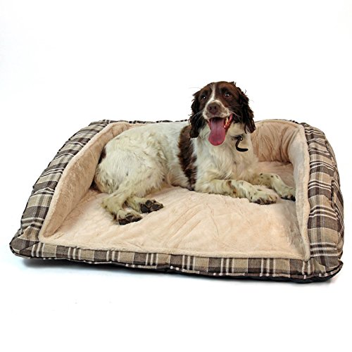 Easipet Deluxe Orthopaedic Soft Dog Sofa Bed in Tan Plaid 74001